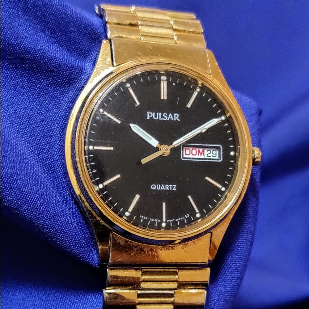 Pulsar by Seiko Vintage Day Date Gold Tone Men's Watch